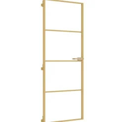 Binnendeur smal 76x201,5 cm gehard glas en aluminium goudkleur>vidaXL Clearance