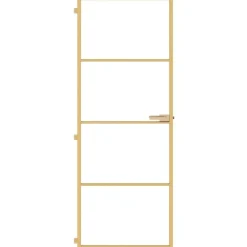 Binnendeur smal 76x201,5 cm gehard glas en aluminium goudkleur><noscript><img width=
