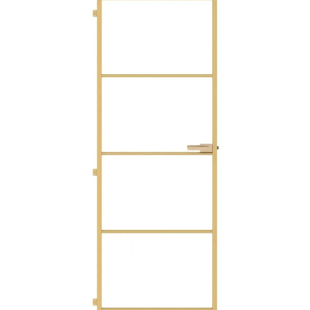 Binnendeur smal 76x201,5 cm gehard glas en aluminium goudkleur>vidaXL Clearance