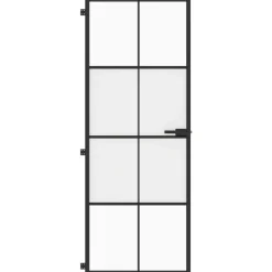 Bouwmaterialen*vidaXL Binnendeur smal 76x201,5 cm gehard glas en aluminium zwart Zwart en transparant en mat