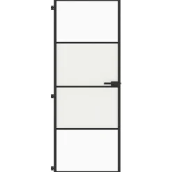 Binnendeur smal 76x201,5 cm gehard glas en aluminium zwart><noscript><img width=