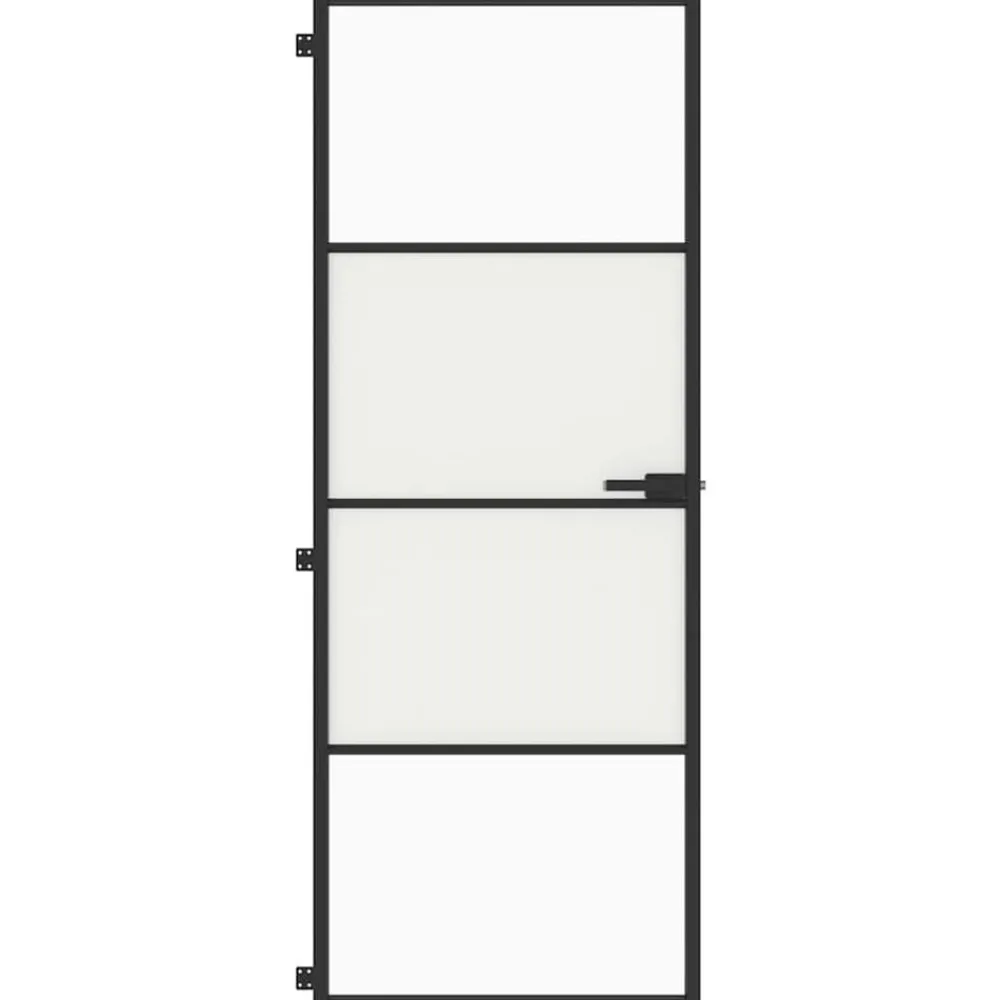 Binnendeur smal 76x201,5 cm gehard glas en aluminium zwart>vidaXL New