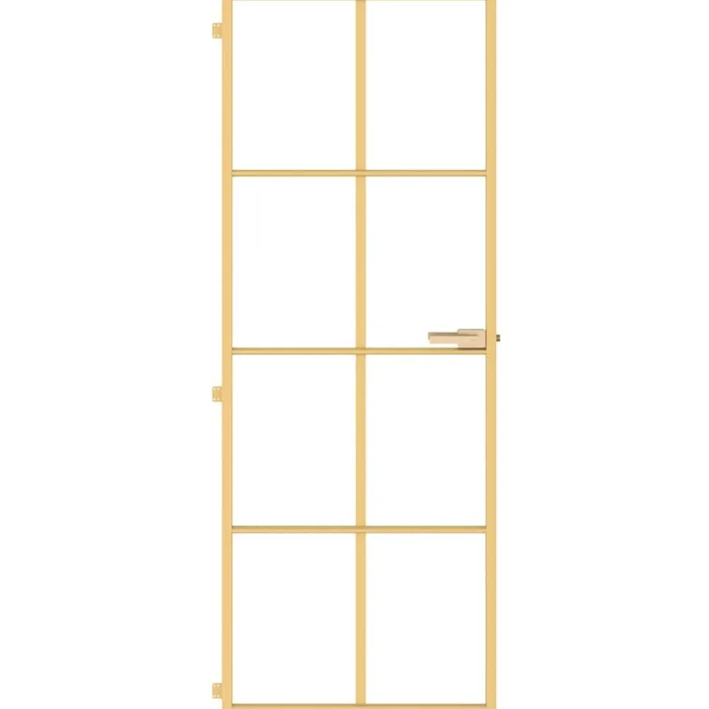 Bouwmaterialen*vidaXL Binnendeur smal 76x201,5 cm gehard glas en aluminium goudkleur Goud en transparant