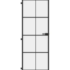 Binnendeur smal 76x201,5 cm gehard glas en aluminium zwart><noscript><img width=