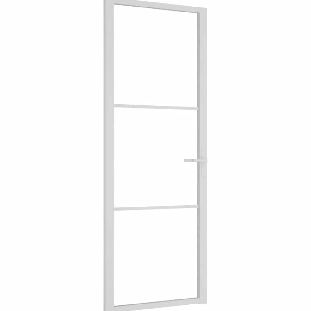 Bouwmaterialen*vidaXL Binnendeur 76x201,5 cm ESG-glas en aluminium wit Wit en transparant