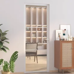 Bouwmaterialen*vidaXL Binnendeur 76x201,5 cm ESG-glas en aluminium wit Wit en transparant