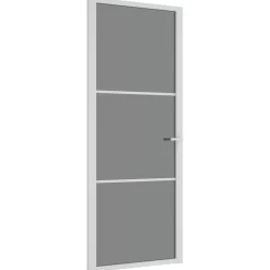 Bouwmaterialen*vidaXL Binnendeur 83x201,5 cm ESG-glas en aluminium wit Wit en donkertransparant