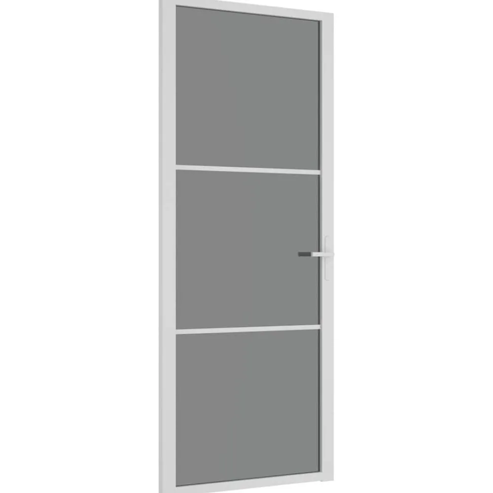 Bouwmaterialen*vidaXL Binnendeur 83x201,5 cm ESG-glas en aluminium wit Wit en donkertransparant