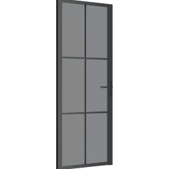 Binnendeur 76x201,5 cm ESG-glas en aluminium zwart>vidaXL Clearance