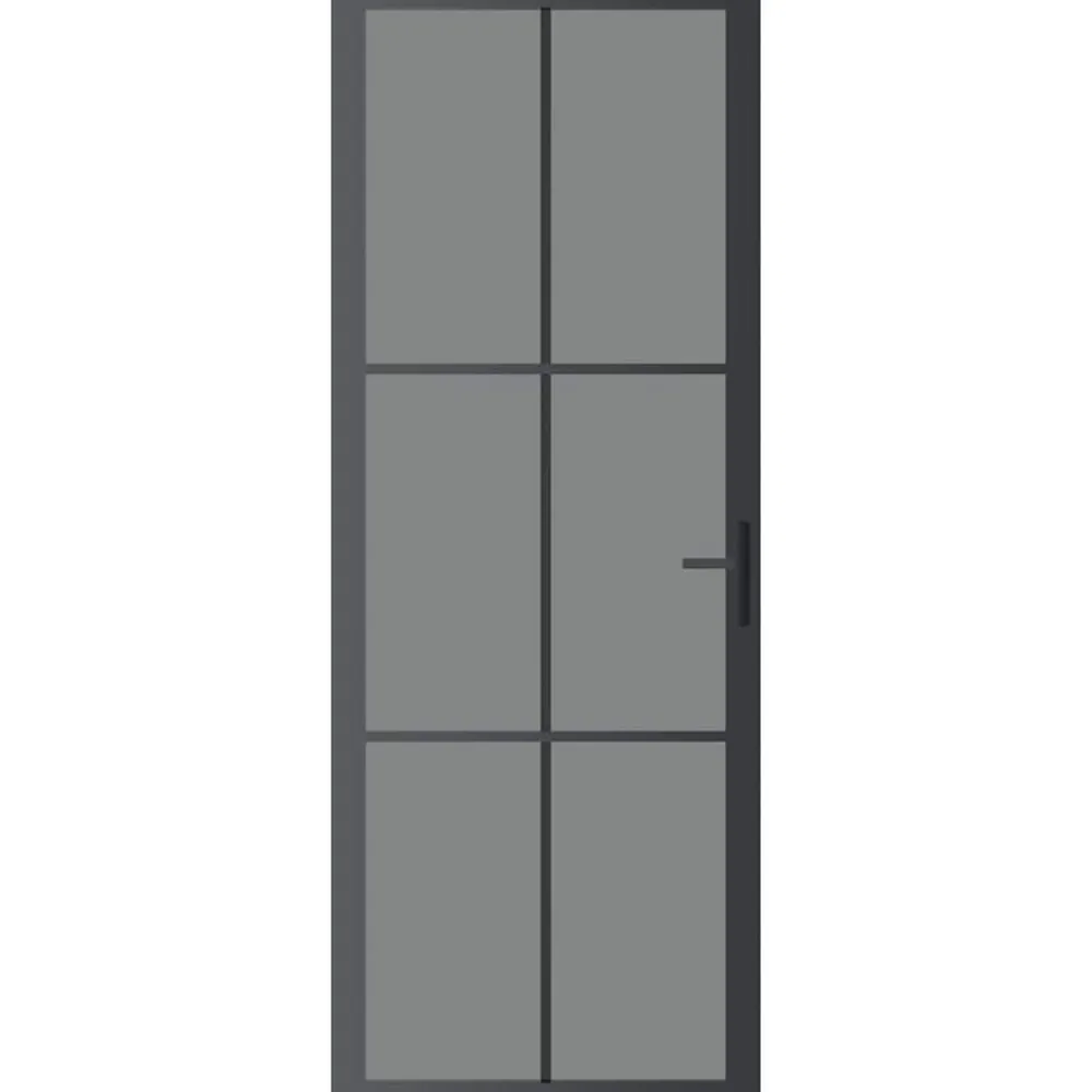 Binnendeur 76x201,5 cm ESG-glas en aluminium zwart>vidaXL Clearance