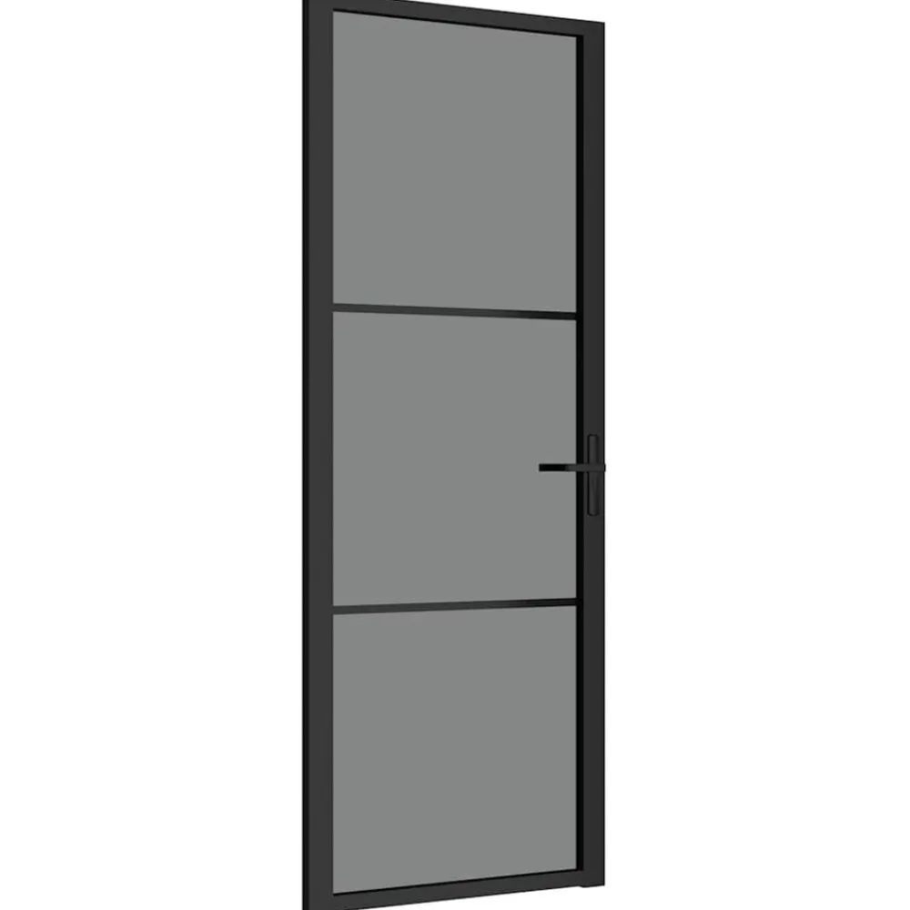 Bouwmaterialen*vidaXL Binnendeur 76x201,5 cm ESG-glas en aluminium zwart Zwart en donkertransparant