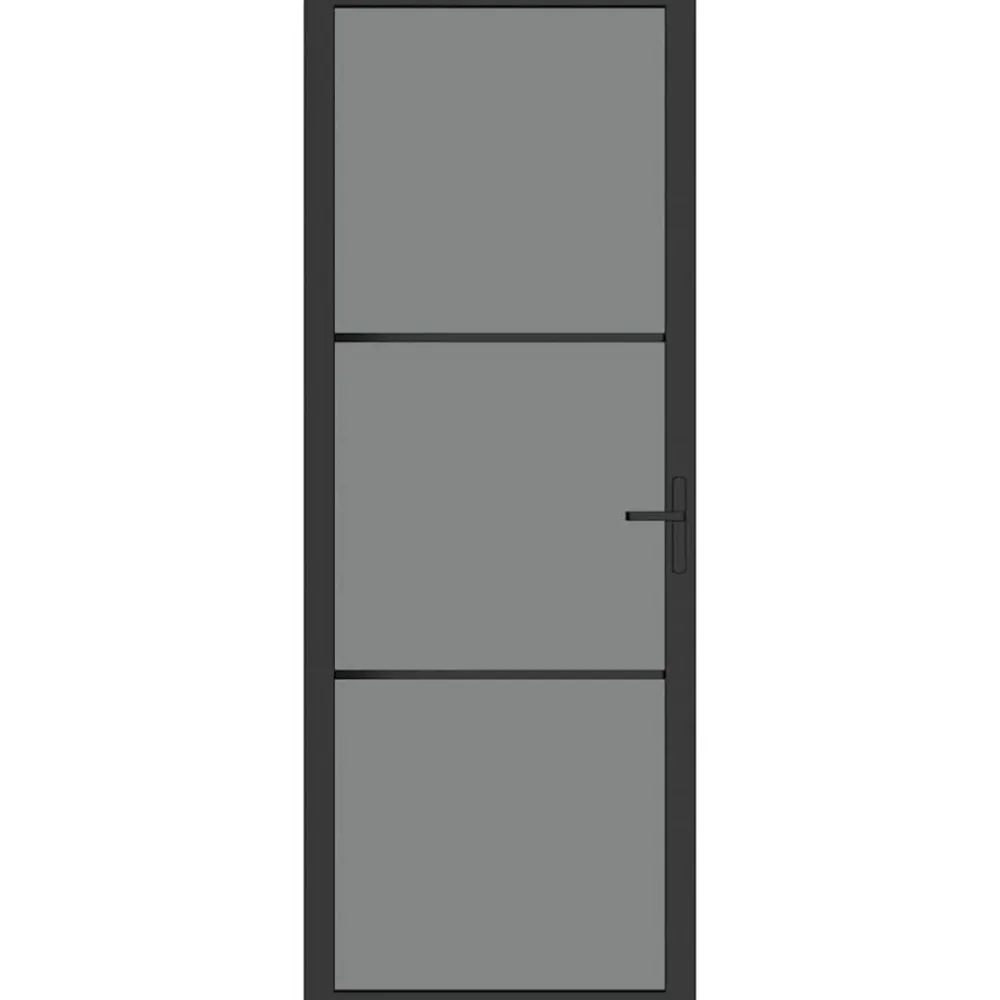 Bouwmaterialen*vidaXL Binnendeur 76x201,5 cm ESG-glas en aluminium zwart Zwart en donkertransparant