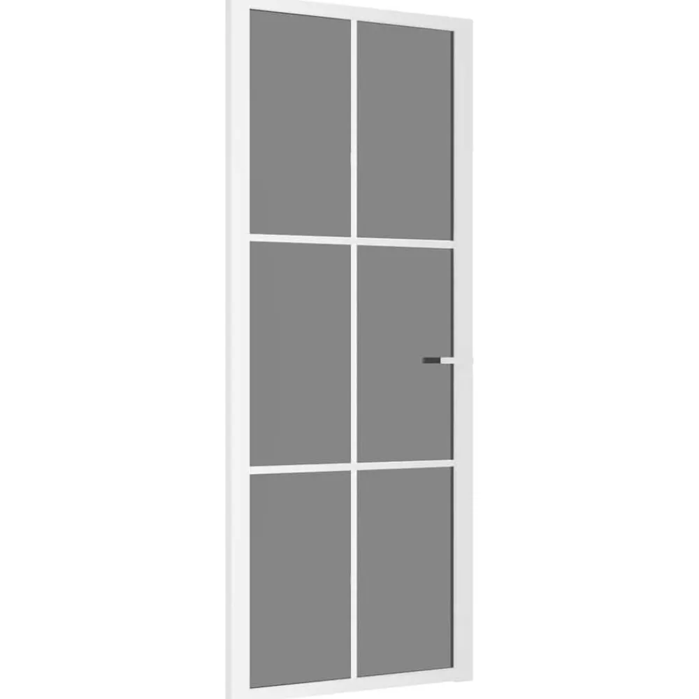 Binnendeur 83x201,5 cm ESG-glas en aluminium wit>vidaXL Best