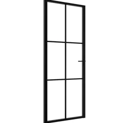 Bouwmaterialen*vidaXL Binnendeur 76x201,5 cm ESG-glas en aluminium zwart Zwart en transparant