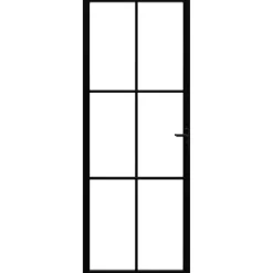 Bouwmaterialen*vidaXL Binnendeur 76x201,5 cm ESG-glas en aluminium zwart Zwart en transparant