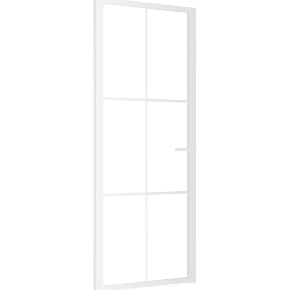 Bouwmaterialen*vidaXL Binnendeur 83x201,5 cm ESG-glas en aluminium wit Wit en transparant