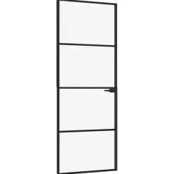 Binnendeur 76x201,5 cm gehard glas en aluminium smal zwart>vidaXL Discount