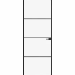 Binnendeur 76x201,5 cm gehard glas en aluminium smal zwart><noscript><img width=