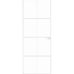 Bouwmaterialen*vidaXL Binnendeur 76x201,5 cm gehard glas en aluminium smal wit Wit en transparant