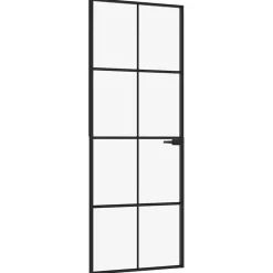 Binnendeur 76x201,5 cm gehard glas en aluminium smal zwart>vidaXL Online