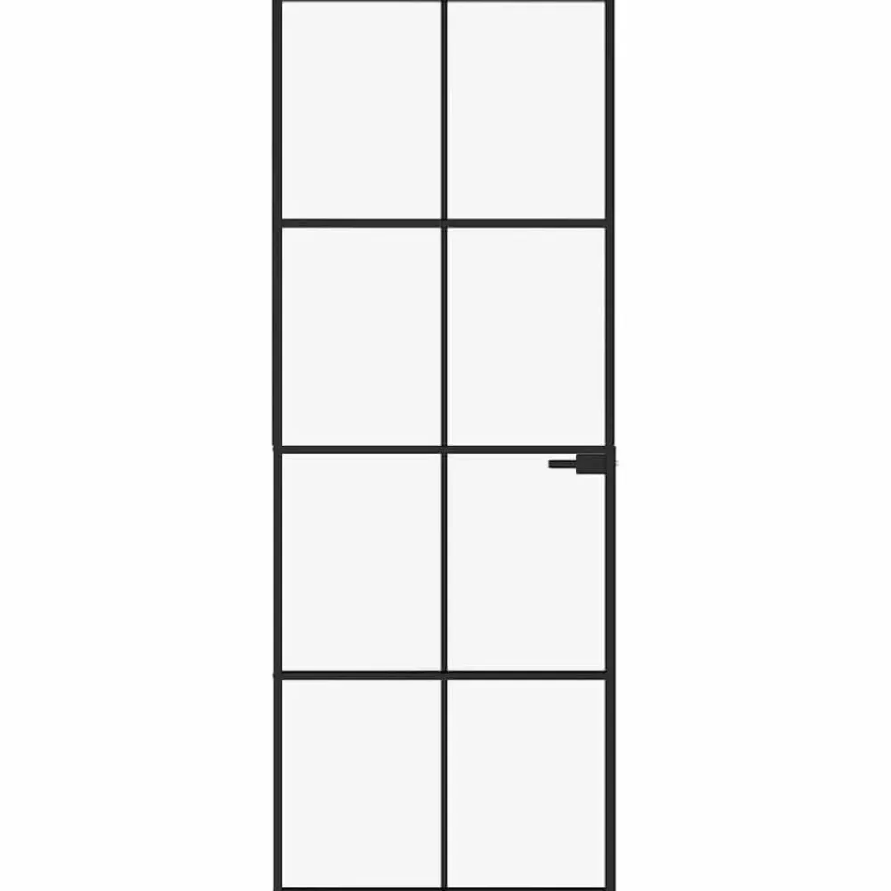 Binnendeur 76x201,5 cm gehard glas en aluminium smal zwart>vidaXL Online