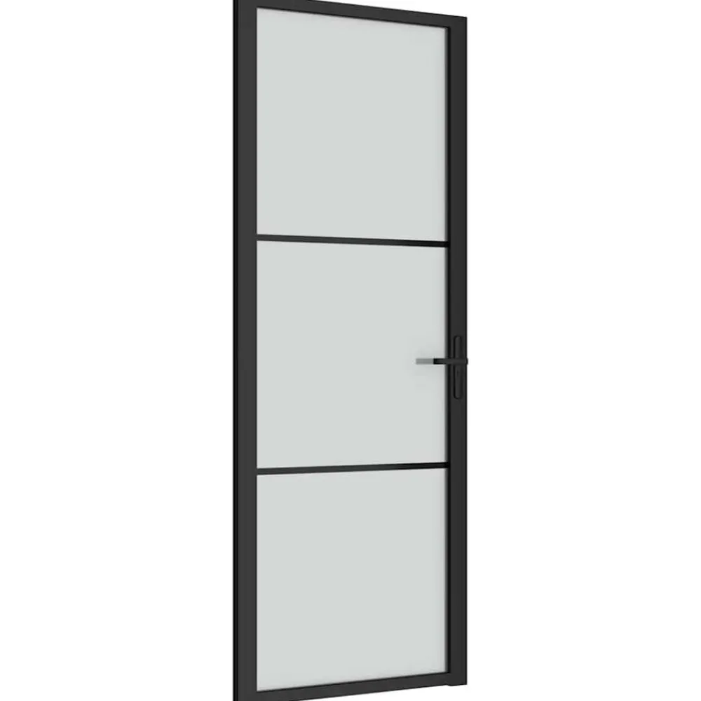Bouwmaterialen*vidaXL Binnendeur 76x201,5 cm matglas en aluminium zwart Zwart en mat