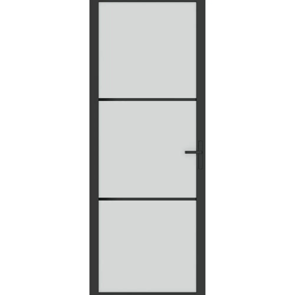 Bouwmaterialen*vidaXL Binnendeur 76x201,5 cm matglas en aluminium zwart Zwart en mat