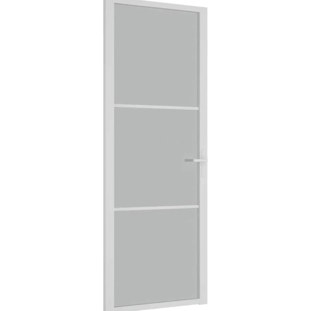 Binnendeur 76x201,5 cm matglas en aluminium wit>vidaXL Outlet