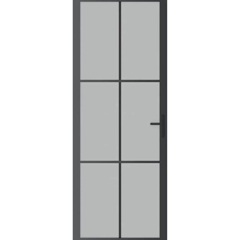 Bouwmaterialen*vidaXL Binnendeur 76x201,5 cm matglas en aluminium zwart Zwart en mat
