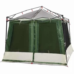 Buitensport*vidaXL Binnentent met dak met opslag 291 x 291 x 240 cm taft Groen