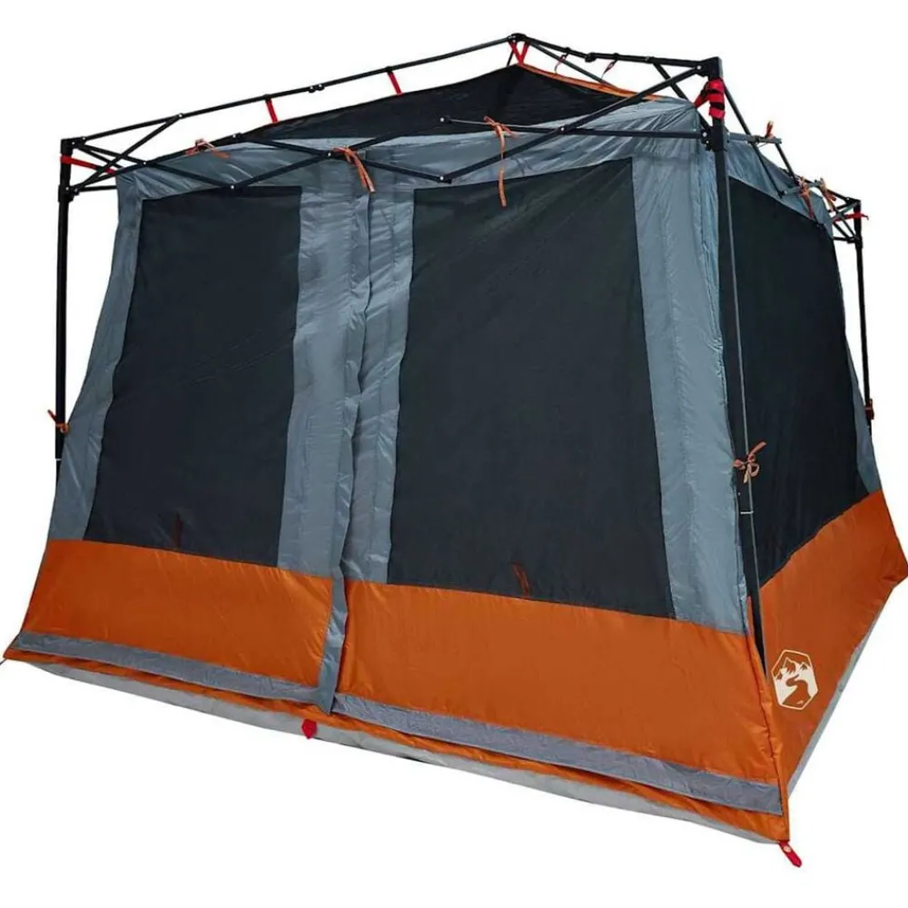 Buitensport*vidaXL Binnentent met dak 291 x 291 x 240 cm taft Grijs en oranje