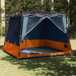 Buitensport*vidaXL Binnentent met dak 291 x 291 x 240 cm taft Grijs en oranje