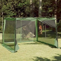 Buitensport*vidaXL Binnentent met dak met opslag 303 x 303 x 196 cm taft Groen