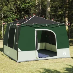 Buitensport*vidaXL Binnentent met dak met opslag 290 x 288 x 234 cm taft Groen