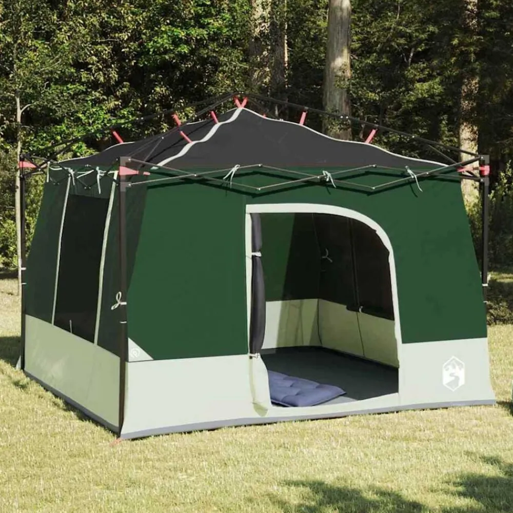 Buitensport*vidaXL Binnentent met dak met opslag 290 x 288 x 234 cm taft Groen