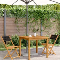 Tuinmeubelen*vidaXL Bistrostoelen 2 st massief acaciahout en touw Zwart