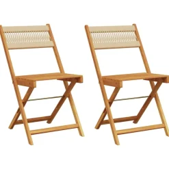 Tuinmeubelen*vidaXL Bistrostoelen 2 st massief acaciahout en touw Beige