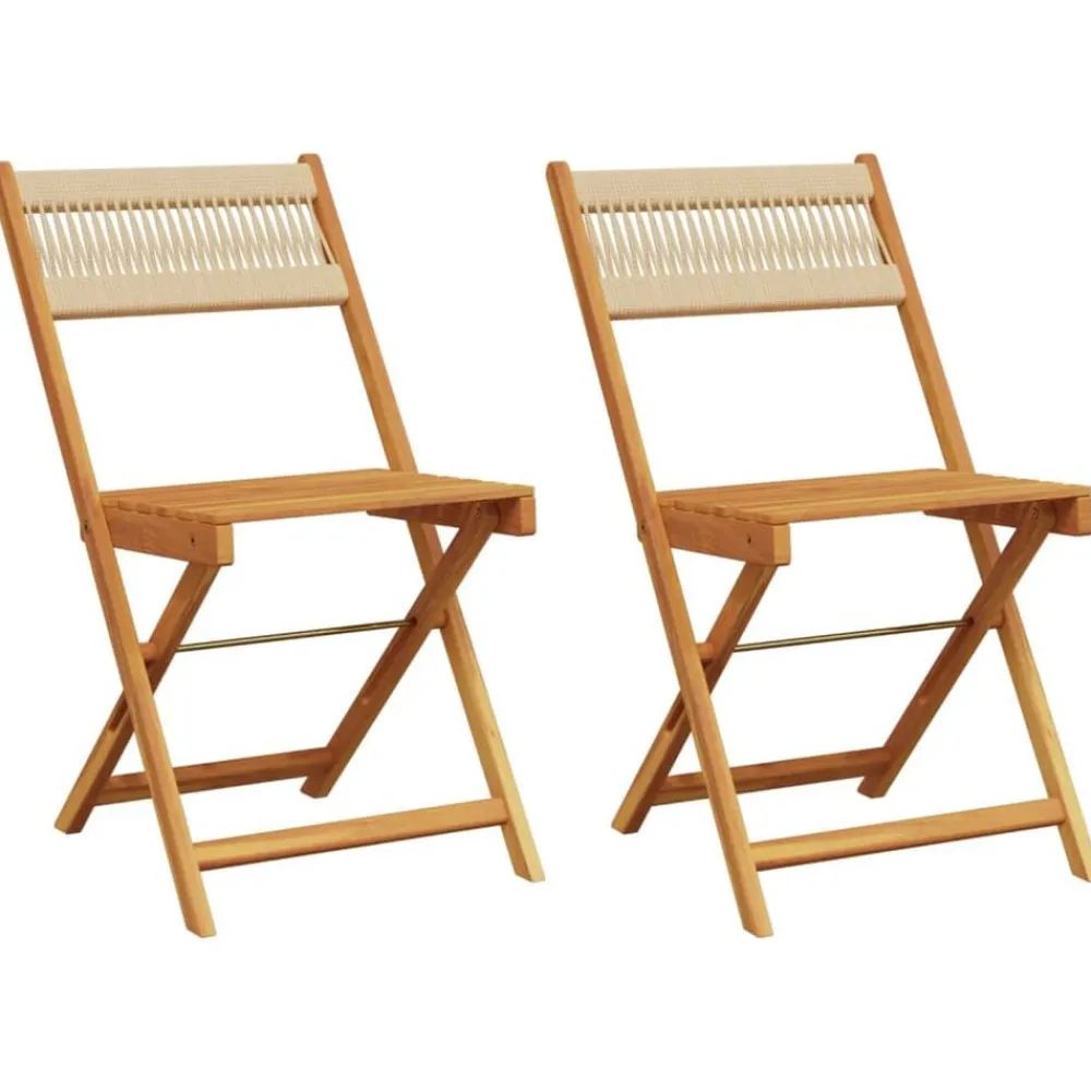 Tuinmeubelen*vidaXL Bistrostoelen 2 st massief acaciahout en touw Beige