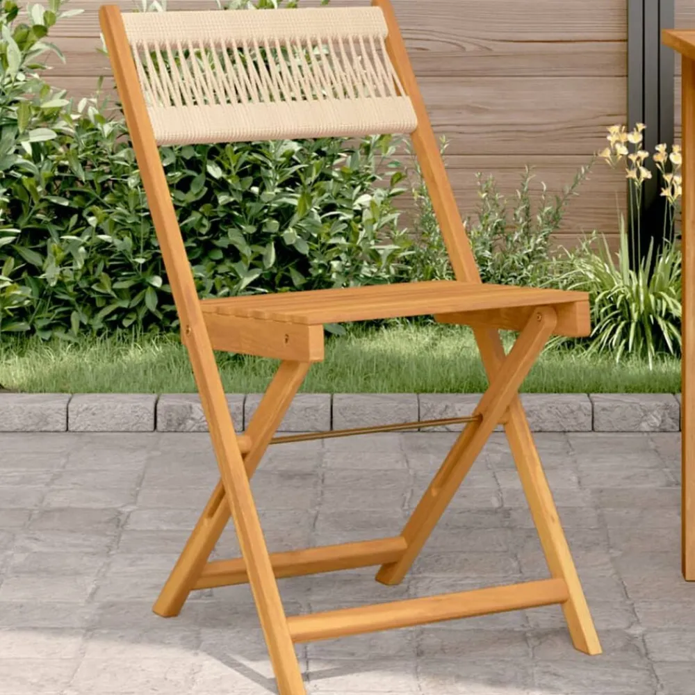 Tuinmeubelen*vidaXL Bistrostoelen 2 st massief acaciahout en touw Beige