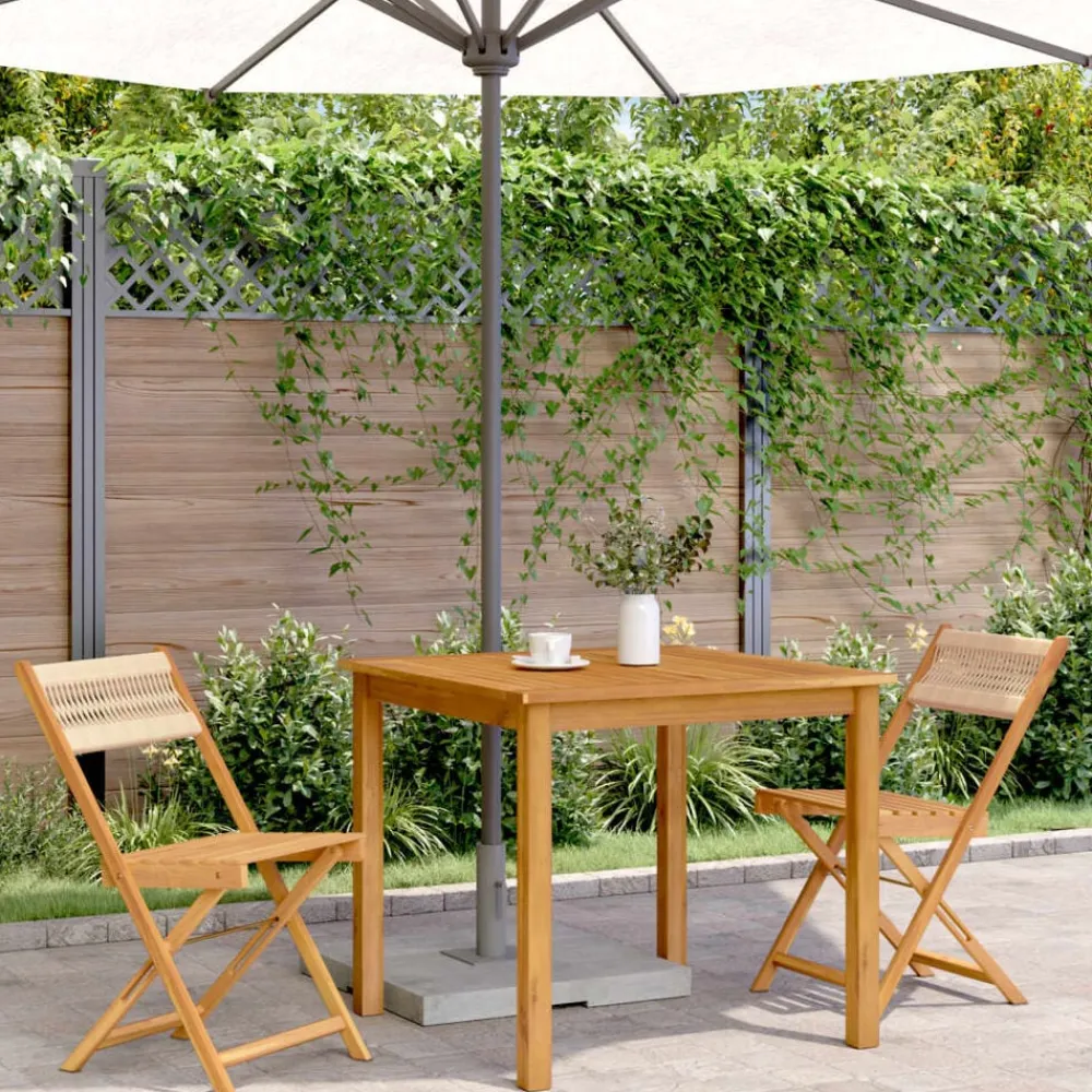 Tuinmeubelen*vidaXL Bistrostoelen 2 st massief acaciahout en touw Beige