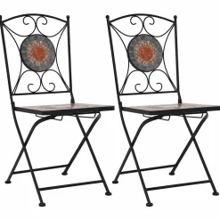 Tuinmeubelen*vidaXL Bistrostoelen mozaïek 2 st Oranje en grijs