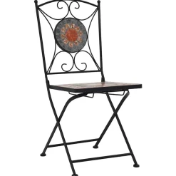 Tuinmeubelen*vidaXL Bistrostoelen mozaïek 2 st Oranje en grijs