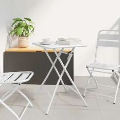 Tuinmeubelen*vidaXL Bistrotafel 55 x 55 x 72,5 cm Poedercoating staal Wit