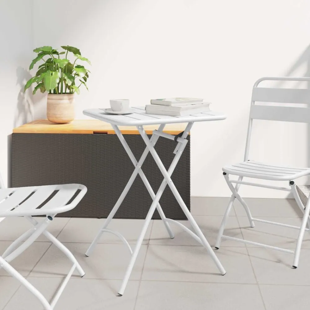 Tuinmeubelen*vidaXL Bistrotafel 55 x 55 x 72,5 cm Poedercoating staal Wit
