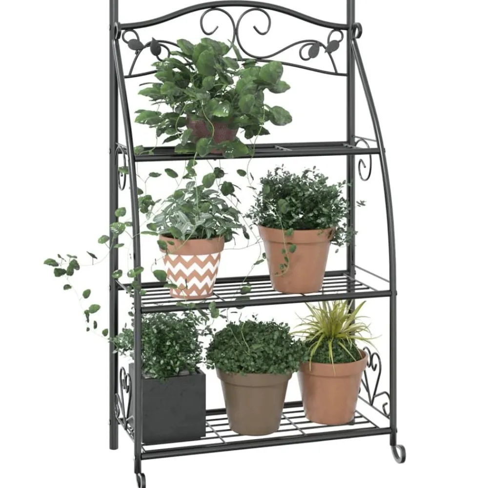 Bloemenrek 56x30x96 cm staal zwart>vidaXL Outlet