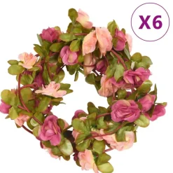 Woon- & Tuinaccessoires*vidaXL Bloemenslingers 6 st 250 cm Rozerood
