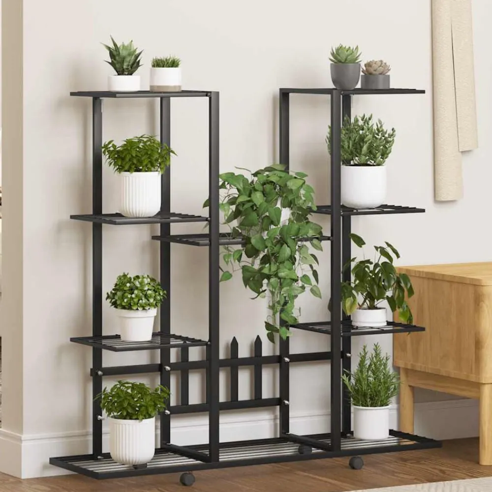 Bloemenstandaard met wielen 94,5x24,5x91,5 cm ijzer>vidaXL New