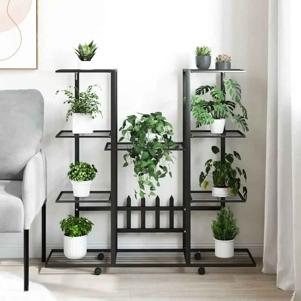 Bloemenstandaard met wielen 94,5x24,5x91,5 cm ijzer>vidaXL New