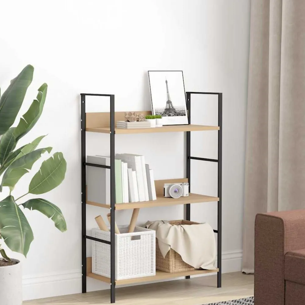 Boekenkast 3 schappen 60x27,6x90,5 cm bewerkt hout eikenkleurig>vidaXL
