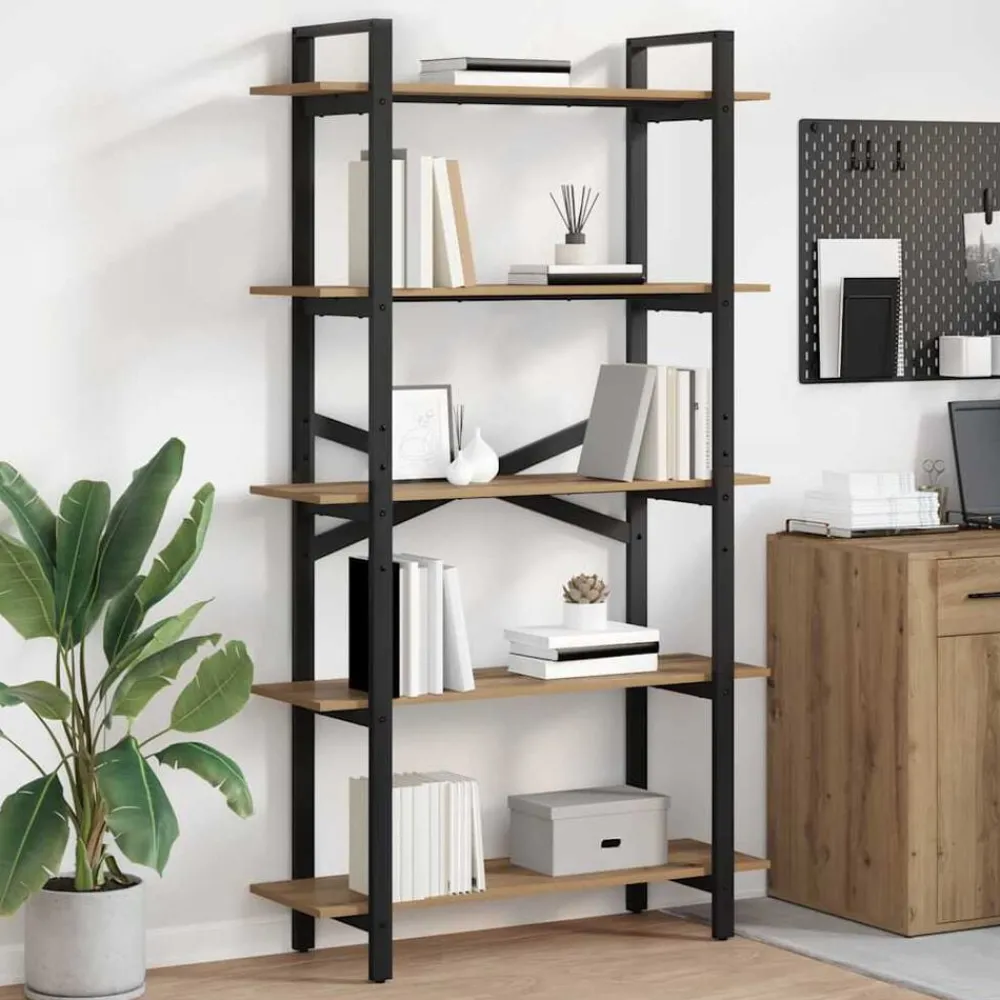 Boekenkasten & Wandplanken*vidaXL Boekenkast Artisan Eiken 100 x 33,5 x 178 cm Bewerkt hout artisanaal eikenkleurig